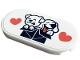 Part No: 66857pb046  Name: Tile, Round 2 x 4 Oval with White Dogs in Dark Blue Box with Coral Hearts Pattern (Sticker) - Set 41741