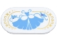 Part No: 66857pb058  Name: Tile, Round 2 x 4 Oval with Medium Blue Ball Gown, Birds, and Ribbons, Gold Border and Sparkles Pattern