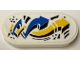 Lego part: Tile, Round 2 x 4 Oval with Black, Blue and Yellow Twisted and Curved Arrows Pattern (Sticker) - Set 71461