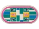 Part No: 66857pb091 Name: Tile, Round 2 x 4 Oval with Scissors, Bright Light Orange, Dark Turquoise and Medium Azure Rectangles and Dark Pink Border Pattern (Sticker) - Set 41743 Part No: 66857pb091 Name: Tile, Round 2 x 4 Oval with Scissors, Bright Light Orange, Dark Turquoise and Medium Azure Rectangles and Dark Pink Border Pattern (Sticker) - Set 41743