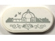 Part No: 66857pb103  Name: Tile, Round 2 x 4 Oval with Light Bluish Gray Botanical Garden Sign with Greenhouse, Butterflies and Flower Pattern (Sticker) - Set 41757