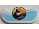 Part No: 66857pb124 Name: Tile, Round 2 x 4 Oval with Dark Blue Whale Tail in Orange Circle, Medium Azure Wavy Background Pattern (Sticker) - Set 41736 Part No: 66857pb124 Name: Tile, Round 2 x 4 Oval with Dark Blue Whale Tail in Orange Circle, Medium Azure Wavy Background Pattern (Sticker) - Set 41736