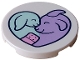 Part No: 67095pb063  Name: Tile, Round 3 x 3 with Medium Lavender Goat, Light Aqua Baby and Bright Pink Bandage in Shape of Heart Pattern