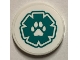 Part No: 67095pb065  Name: Tile, Round 3 x 3 with Paw Print on Dark Turquoise EMT Star of Life Pattern (Sticker) - Set 60380