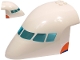 Part No: 67241pb02  Name: Aircraft Fuselage Forward Top Curved 8 x 12 x 6 with 6 Window Panes with Molded Trans-Light Blue Glass and Orange and Blue Stripes Pattern on Both Sides (Stickers) - Set 60262