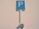 Part No: 675px1  Name: Road Sign Square-Tall with Parking Capital Letter P on Blue Background Pattern