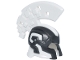 Part No: 6889pb01  Name: Minifigure, Headgear Helmet with Cheek Protection and Large Pixelated Crest with Molded Pearl Dark Gray Frame Pattern