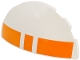 Part No: 6957pb03  Name: Brick, Round 3 x 6 x 1 Dome Half with Orange Broken Stripe Rectangles Pattern