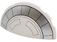 Part No: 6957pb04  Name: Brick, Round 3 x 6 x 1 Dome Half with Silver Curved Semicircle Stripe with Black Segments and Dark Bluish Gray Outlines Pattern