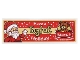 Part No: 69729pb054  Name: Tile 2 x 6 with Santa Minifigure, Teddy Bear, and White and Gold 'Have a Toyful Holiday' and 'SANTA'S Toys and Games' Pattern (Sticker) - Set 10308