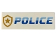 Lot ID: 397141394  Part No: 69729pb071  Name: Tile 2 x 6 with Bright Light Blue and Blue 'POLICE' and Gold Star Badge Logo Pattern