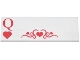 Part No: 69729pb079  Name: Tile 2 x 6 with Playing Card Red Letter Q, Hearts, and Filigree Pattern
