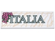 Part No: 69729pb180  Name: Tile 2 x 6 with Marble Plaque with Tan Veins, Dark Pink Flowers with Leaves and Dark Green and Light Bluish Gray 'ITALIA' Pattern (Sticker) - Set 40818