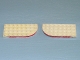Part No: 712oldpb01  Name: Plate, Round Curved 4 x 8 Left with Waffle Bottom with Red Line on Curved Edge Pattern