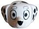 Part No: 7177pb01  Name: Minifigure, Head, Modified Dog (Dalmatian) with Pointed Ears, Hole on Top with Black Eyes, Nose and Spots, Light Bluish Gray Eyebrows Pattern