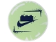 Part No: 7212pb002  Name: Tile, Round 6 x 6 with Dark Blue NIKE Swoosh Logo, 1 x 3 Brick and Corner Lines with Spots on Yellowish Green Background Pattern