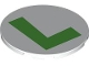 Part No: 7212pb008  Name: Tile, Round 6 x 6 with Super Mario Luigi Logo Bright Green Capital Letter L Pattern