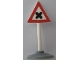 Lot ID: 81971676  Part No: 747pb01c01  Name: Road Sign with Post, Triangle with 'X' Pattern, Type 1 Base