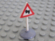 Lot ID: 440914867 Part No: 747pb05c01 Name: Road Sign with Post, Triangle with Curved Road Pattern, Type 1 Base Lot ID: 440914867 Part No: 747pb05c01 Name: Road Sign with Post, Triangle with Curved Road Pattern, Type 1 Base