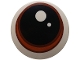 Part No: 75902pb36  Name: Minifigure, Shield Circular / Round Convex Face with Black Eye with Glints, Reddish Brown and Dark Orange Iris Pattern (Gizmo Eye)
