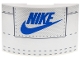 Part No: 78522pb009  Name: Slope, Curved 6 x 4 Double with Blue 'NIKE' and Swoosh Logo, Light Bluish Gray Dots and Stitching Pattern