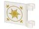 Part No: 80326pb008  Name: Flag 2 x 2 Square with Flared Edge with Gold Glowing Sun, Circle, and Crowns Pattern on Both Sides (Stickers) - Set 43205