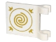 Part No: 80326pb009  Name: Flag 2 x 2 Square with Flared Edge with Gold Curly Spiral Lines, Circle, and Crowns Pattern on Both Sides (Stickers) - Set 43205