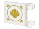 Part No: 80326pb010  Name: Flag 2 x 2 Square with Flared Edge with Gold Seashell, Circle, and Crowns Pattern on Both Sides (Stickers) - Set 43205