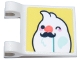 Part No: 80326pb013  Name: Flag 2 x 2 Square with Flared Edge with White Bird Face Winking with Coral Nose and Black Moustache Mask Pattern (Sticker) - Set 41806
