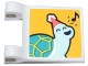 Part No: 80326pb017  Name: Flag 2 x 2 Square with Flared Edge with Light Aqua Turtle with Dark Turquoise Shell, White and Coral Party Hat, and Music Note Pattern (Sticker) - Set 41806