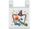 Part No: 80326pb030  Name: Flag 2 x 2 Square with Flared Edge with Churro the Cat, Hat, Bow Tie and Lime Party Blower and Dots Pattern (Sticker) - Set 42666