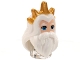 Part No: 84358pb01  Name: Minifigure, Hair Long with Center Part and Beard with Gold Crown, Light Nougat Face, Dark Azure Eyes Pattern