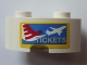 Part No: 85080pb01  Name: Brick, Round Corner 2 x 2 Macaroni with Stud Notch and Reinforced Underside with Airplane and 'TICKETS' Pattern (Sticker) - Set 3182