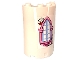 Part No: 85941pb035  Name: Cylinder Half 2 x 4 x 5 with 1 x 2 Cutout with Bright Light Blue Window with Bright Pink Frame, 2 Red Roses and Dark Green Vines Pattern (Sticker) - Set 41152