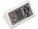 Part No: 85984pb034  Name: Slope 30 1 x 2 x 2/3 with Gauges, Buttons, Orange Bar and Radio on Silver Background Pattern (Sticker) - Set 60014