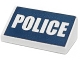 Part No: 85984pb070  Name: Slope 30 1 x 2 x 2/3 with White 'POLICE' on Dark Blue Background Pattern