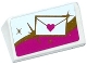 Part No: 85984pb104  Name: Slope 30 1 x 2 x 2/3 with Mail Envelope with Heart Seal on White, Gold and Magenta Background Pattern (Sticker) - Set 41104