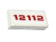 Part No: 85984pb142  Name: Slope 30 1 x 2 x 2/3 with Red '12112' Pattern (Sticker) - Set 76049
