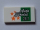 Part No: 87079pb0290  Name: Tile 2 x 4 with 'Auto Service 24-7' and Orange Stars on White Background Pattern (Sticker) - Set 60097