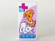 Part No: 87079pb0352  Name: Tile 2 x 4 with Hospital Magenta Cross, Medium Azure Animal Paw, Bright Light Orange Dog, White Cat, and '9-16' Pattern