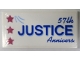 Part No: 87079pb0734  Name: Tile 2 x 4 with Blue '57th JUSTICE Annivers' Banner with 3 Magenta Stars Pattern (Sticker) – Set 70919