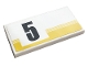 Part No: 87079pb0835L  Name: Tile 2 x 4 with Yellow Stripes and Black Number 5 Pattern Model Left Side (Sticker) - Set 76897