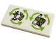 Part No: 87079pb0955  Name: Tile 2 x 4 with Lime Recycling Arrows, Apple Core, Carrot Top, Bottle and Can Pattern (Sticker) - Set 41444