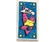 Part No: 87079pb1202  Name: Tile 2 x 4 with 'HLC', Bright Light Yellow Hamster Driving Car and Dark Pink Heart on Dark Azure Background Pattern (Sticker) - Set 41383