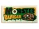 Part No: 87079pb1388  Name: Tile 2 x 4 with 'MONSTER BURGER' and Hamburger with Eyes Pattern (Sticker) - Set 31104