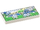 Part No: 87079pb1565  Name: Tile 2 x 4 with Bright Light Blue Creatures Playing by Pool, Blue Water and Fountain, Green Grass and Palm Trees Pattern