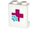 Part No: 87552pb041  Name: Panel 1 x 2 x 2 with Side Supports - Hollow Studs with Magenta Cross and Medium Azure Paw Print Pattern (Sticker) - Set 41125