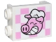 Part No: 87552pb098a  Name: Panel 1 x 2 x 2 with Side Supports - Hollow Studs with Pigsy Head on Bright Pink and White Checkered Pattern Side A (Sticker) - Set 80036