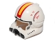 Part No: 87557pb05  Name: Minifigure, Headgear Helmet SW Clone Pilot with Open Visor and Yellow and Red Markings Pattern