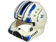 Part No: 87557pb06  Name: Minifigure, Headgear Helmet SW Clone Pilot with Open Visor with Black and Blue Stripe, Hexagons and Markings, Dark Bluish Gray Cheeks, Light Bluish Gray Triangles Pattern